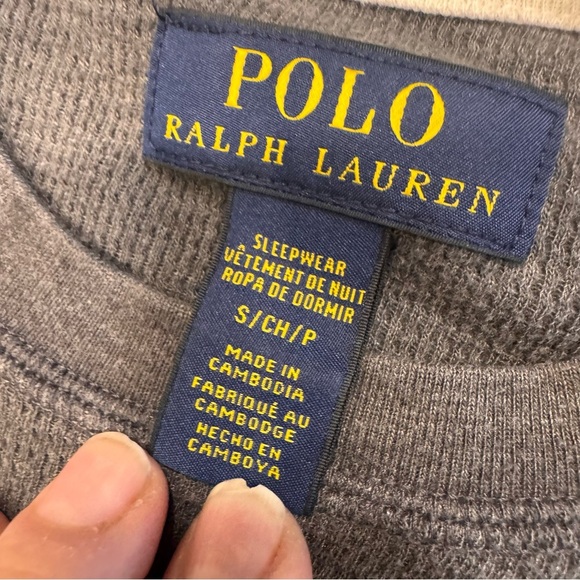 Polo Ralph Lauren Men's Grey Waffle Knit Thermal Crew-Neck Long Sleeve Shirt S - Picture 6 of 11